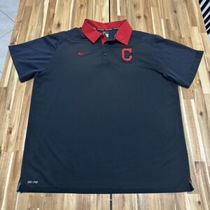 Cleveland Guardians Polo Shirt Mens 2XL Nike Blue MLB Baseball Performance Golf‎